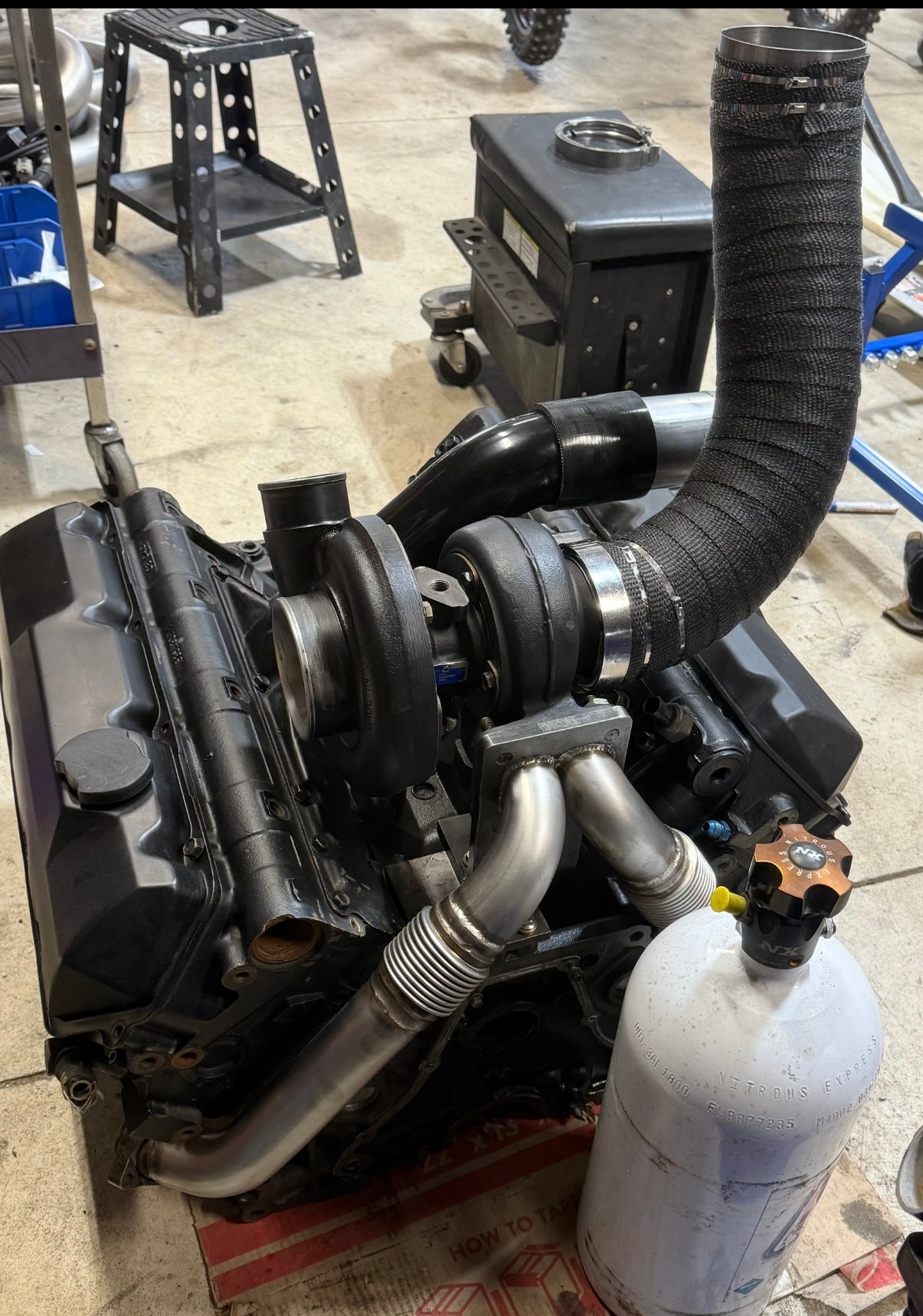 1994.5-1997 ford f250/350 7.3 t4 turbo s300/s400 4” Stainless Steel heatwrapped  Hoodstack